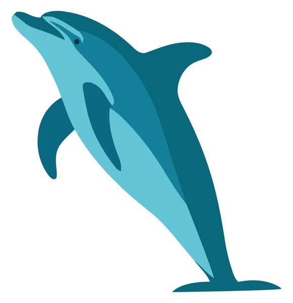 Springender Delfin Schwimmt Blauer Aquatischer Natur Über Weiß — Stockvektor