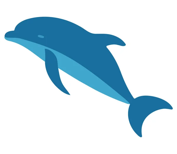 Милий Дельфін Плаває Синіх Підводних Хвилях Над Білим — стоковий вектор