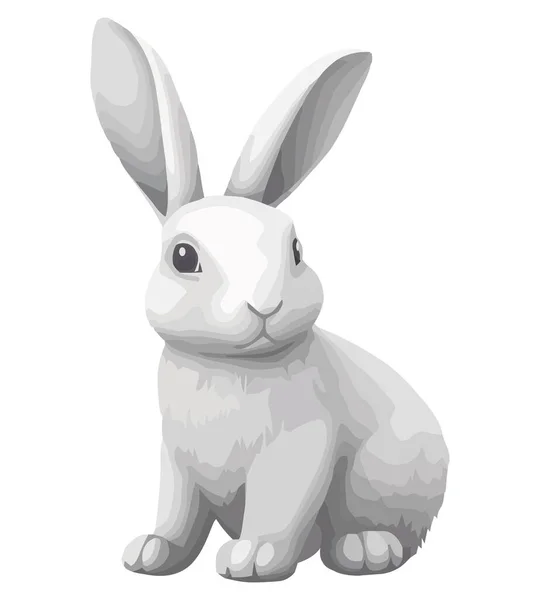 Beyaz Üzerinde Oturan Tüylü Yavru Tavşan — Stok Vektör