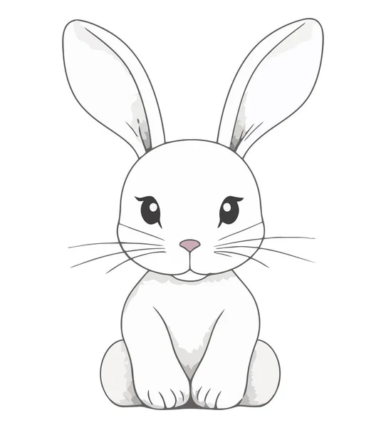 Beyaz Yerine Hayvan Kulağı Olan Şirin Çizgi Film Bebek Tavşan — Stok Vektör