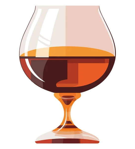 Luksusowy Kieliszek Wina Wypełniony Złotą Whisky Cieczą Nad Białym — Wektor stockowy