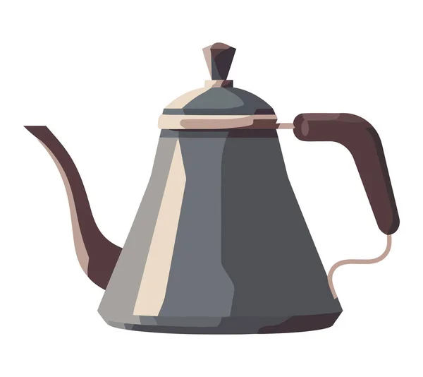 Hot Liquid Pours Antique Teapot Handle White — Stock Vector