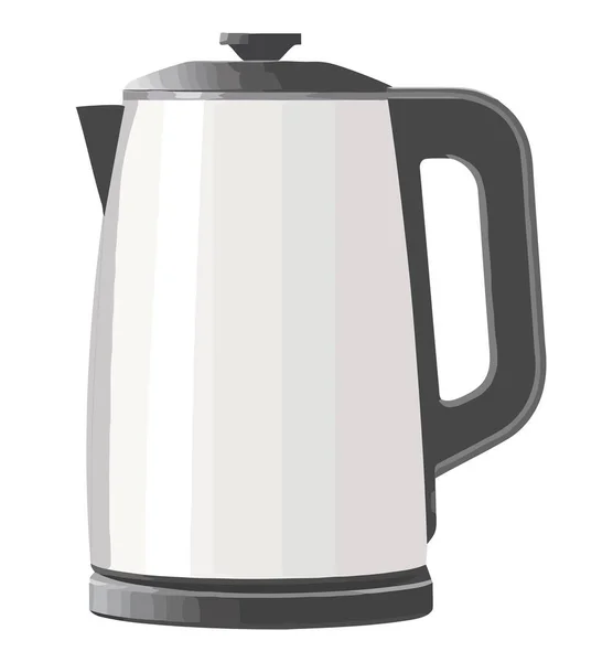 Hot Tea Poured Metallic Teapot Handle White — Stock Vector
