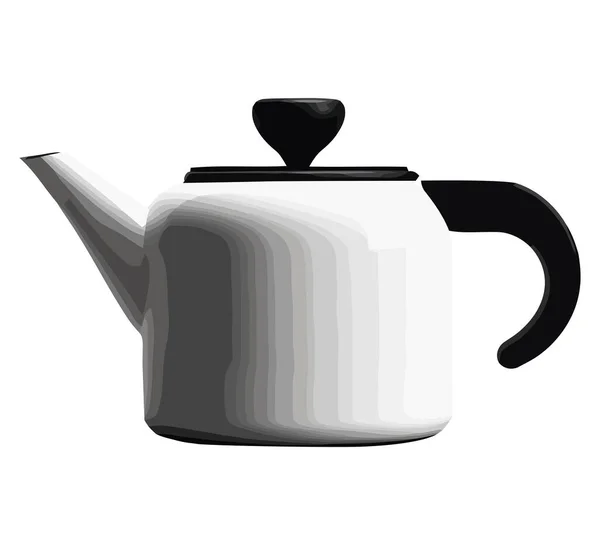 Hot Tea Poured Antique Teapot Handle White — Stock Vector