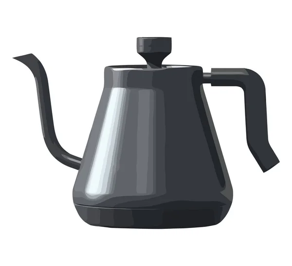 金属水壶把热咖啡倒在白咖啡上 — 图库矢量图片