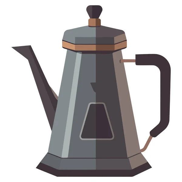 Metalen Koffiepot Met Handvat Design Wit — Stockvector