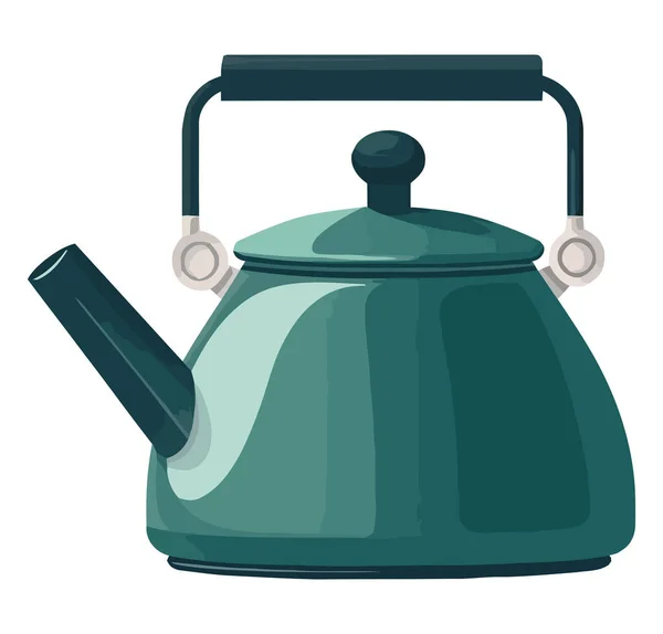 装有手柄的金属茶壶在白茶上沸腾液茶 — 图库矢量图片