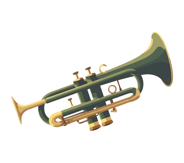 Brass Zenész Fúj Trombita Ünneplés Fehér — Stock Vector