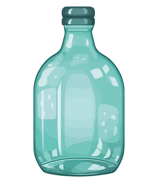 Botella Vidrio Contiene Agua Fresca Purificada Sobre Blanco — Vector de stock