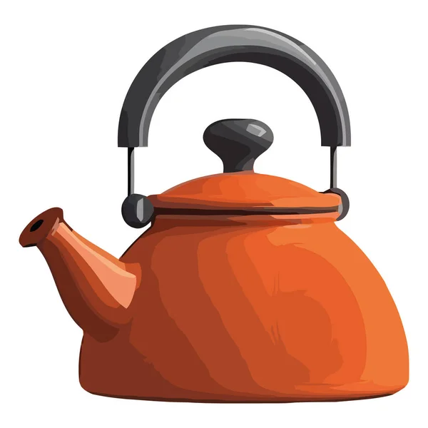 Horký Čaj Nalitý Starožitné Konvice Rukojeť Přes Bílou — Stockový vektor
