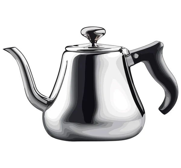 热茶从古老的陶器壶中倒入白茶中 — 图库矢量图片
