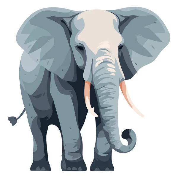Χαριτωμένο Ελέφαντα Περπάτημα Στη Φύση Απομονωμένο Διάνυσμα Πάνω Από Λευκό — Διανυσματικό Αρχείο