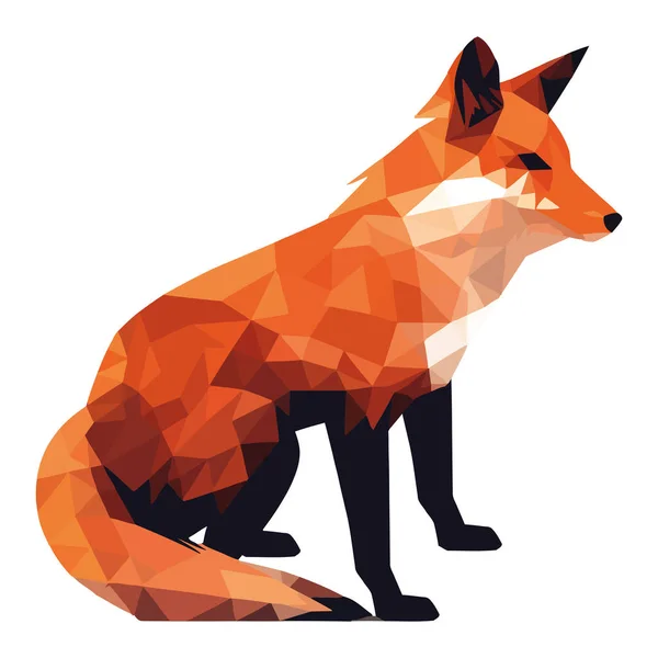 几何图形狐狸轮廓在自然界中坐在白色之上 — 图库矢量图片