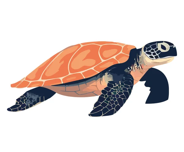 缓慢的乌龟爬过白色的水下吉祥物 — 图库矢量图片