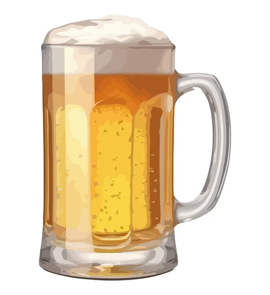 Cerveja Espumosa Vidro Dourado Sobre Branco —  Vetores de Stock