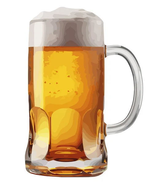 Schaumiges Bier Glas Über Weiß — Stockvektor