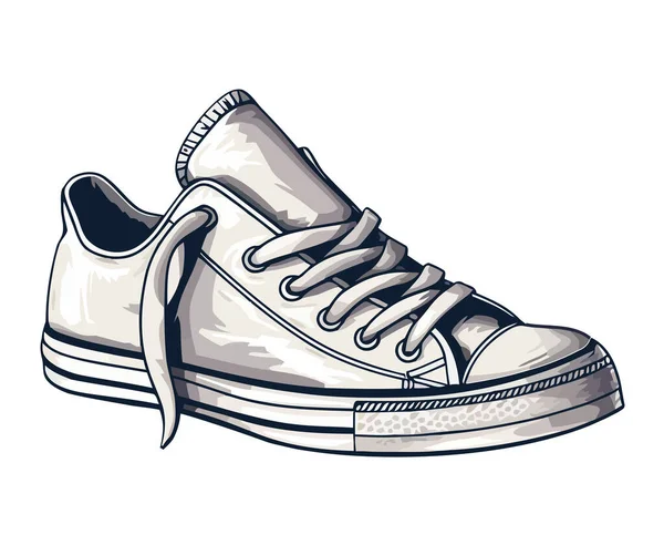 白色皮鞋上有皮革轮廓的时髦运动鞋 — 图库矢量图片