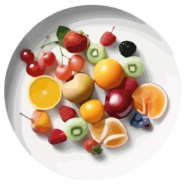 新鲜水果和蔬菜碗 用于健康食用白食 — 图库矢量图片