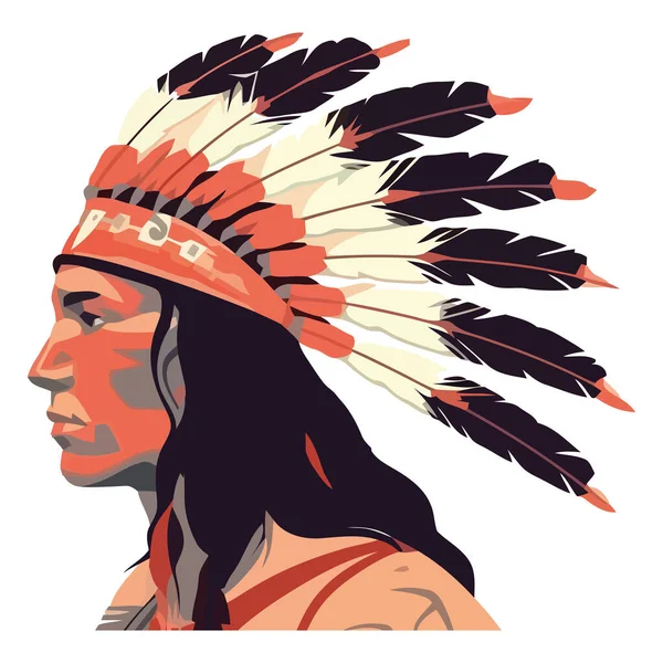 Indigenous Chiefs Headdress White — Stock Vector