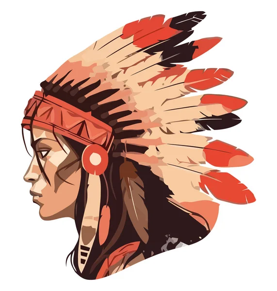 Indigenous Headdress Symbolizes North American White — Stock Vector