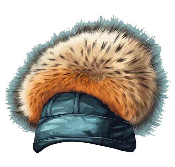 Mode Hiver Chapeau Tricot Veste Fourrure Sur Blanc — Image vectorielle