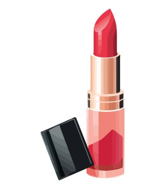 Shiny lipstick tube of pink color over white clipart