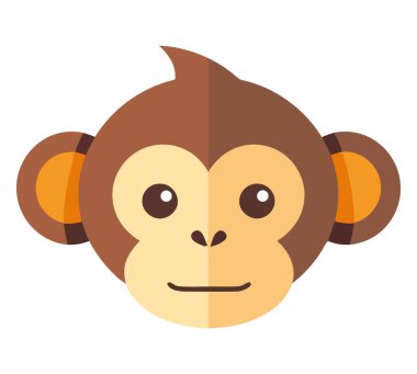 Beyaz üzerinde şirin bir makak yüz.