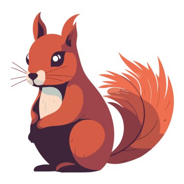 Beyaz üzerinde oturan şirin sincap.