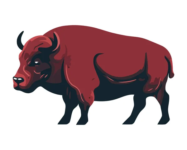Staande Buffel Ontwerp Boven Wit — Stockvector