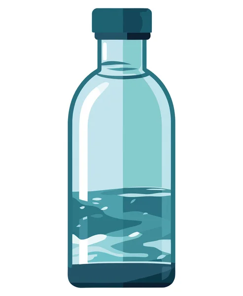 Прозрачная Стеклянная Бутылка Свежей Очищенной Водой Поверх Белого — стоковый вектор