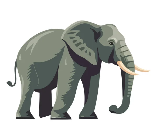 Lindo Elefante Caminando Naturaleza Sobre Blanco — Archivo Imágenes Vectoriales