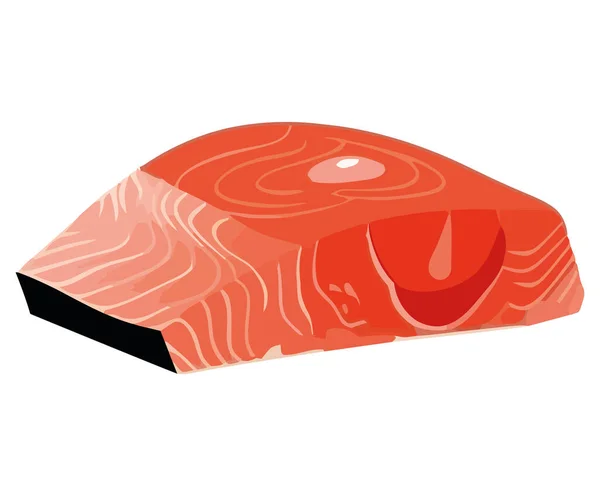 Salmon Steak Gambar Atas Putih - Stok Vektor