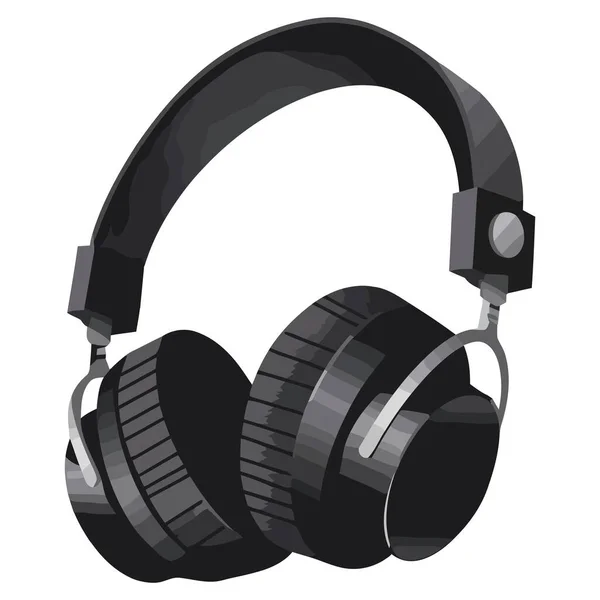 白い上に黒い色の現代のヘッドフォン — ストックベクタ