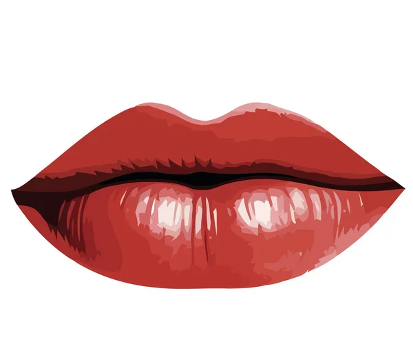 Grandes Lábios Vermelhos Sobre Branco — Vetor de Stock