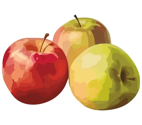 Pommes Mûres Juteuses Sur Blanc — Image vectorielle