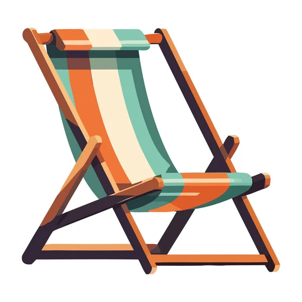 Comfortable Striped Deck Chair White — Stock Vector