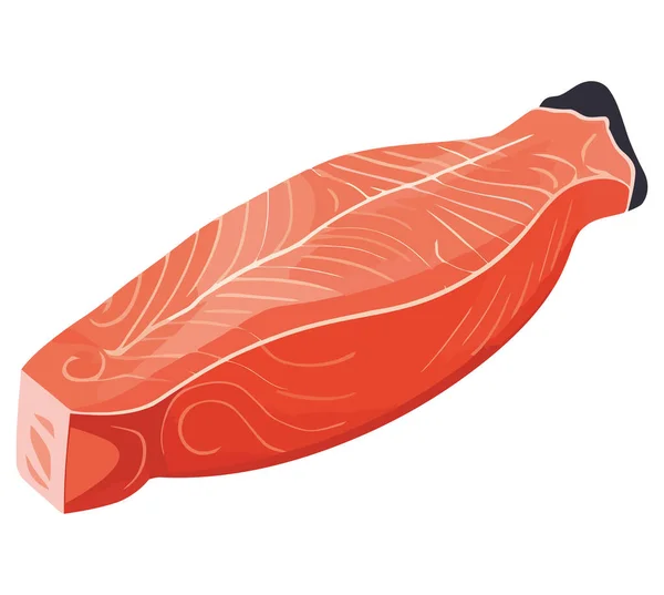 Salmon Steak Ilustrasi Atas Putih - Stok Vektor