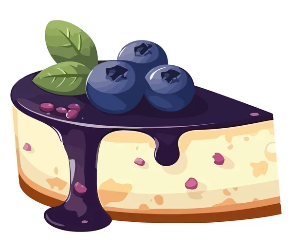 Baru Dipanggang Cheesecake Dengan Blueberry Lebih Putih - Stok Vektor