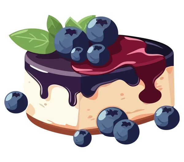 Makanan Penutup Berry Manis Dengan Krim Atas Putih - Stok Vektor