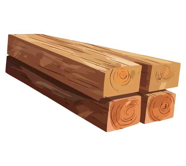 Holzstapel Über Weißem Holz — Stockvektor