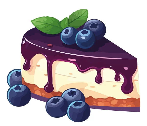 Cheesecake Berry Manis Dengan Blueberry Diatas Putih - Stok Vektor