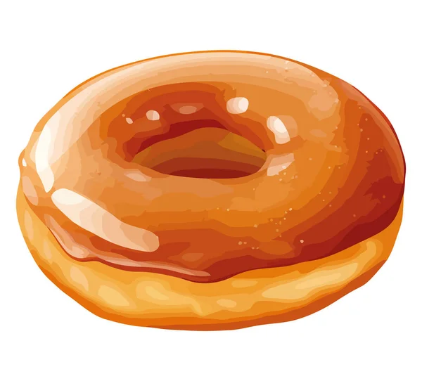 Zoete Donut Met Glazuur Wit — Stockvector