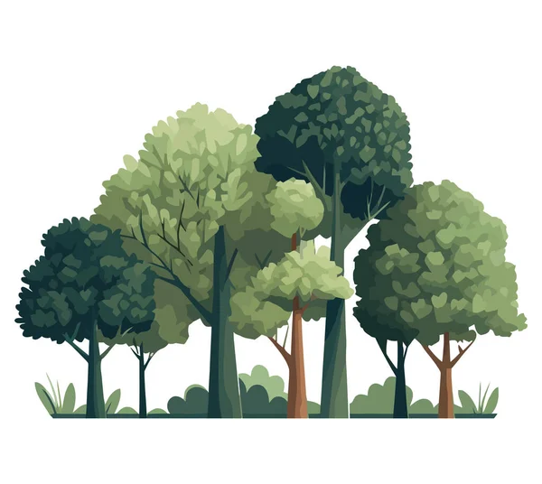Bosque Verde Crecimiento Del Árbol Sobre Blanco — Archivo Imágenes Vectoriales