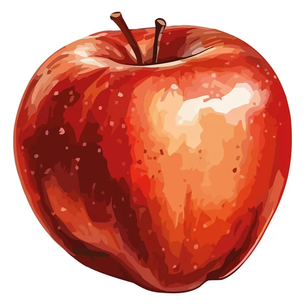 Roter Saftiger Apfelvektor Über Weißem — Stockvektor