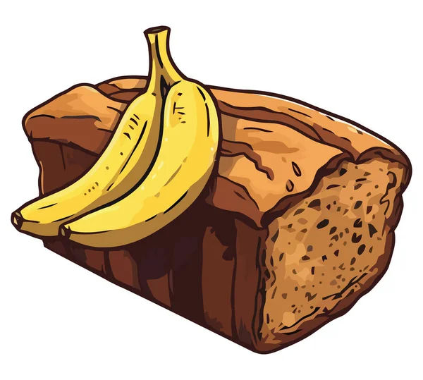 Świeży Organiczny Chleb Bananowy Białym — Wektor stockowy