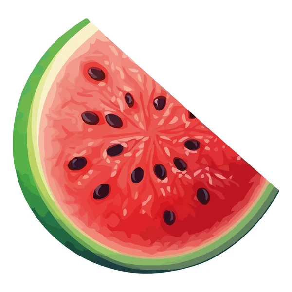 Saftige Wassermelonenscheibe Über Weiß — Stockvektor