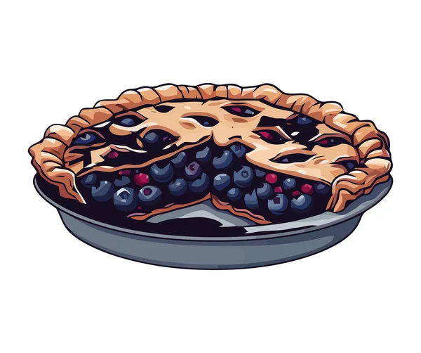 Homemade Berry Pie Baked Fresh Blueberries White — Stock Vector