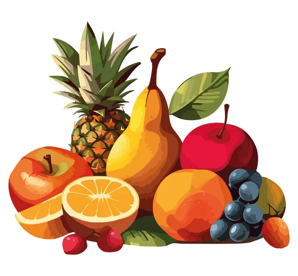Design Frutas Frescas Sobre Branco —  Vetores de Stock