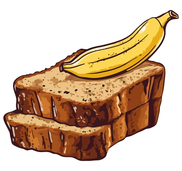 白パンにバナナスライス — ストックベクタ