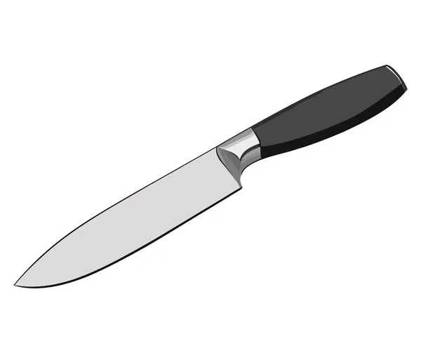 鋭利な鋼の刃 白い上の金属ナイフのハンドル — ストックベクタ